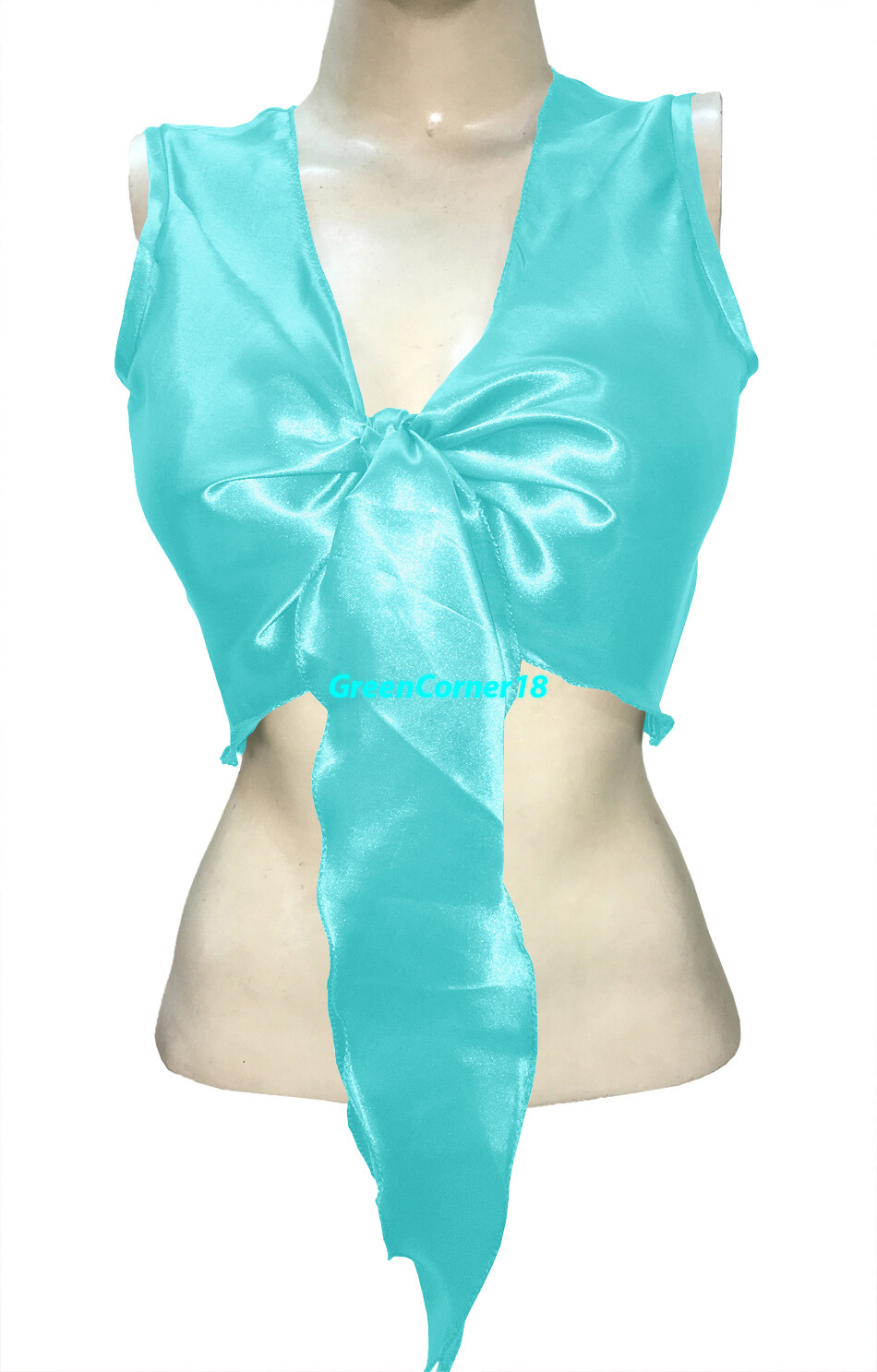 Satin Tie Top Belly Dance Sleeve Less Wrap Choli Gypsy Haut Blouse Boho Club NW