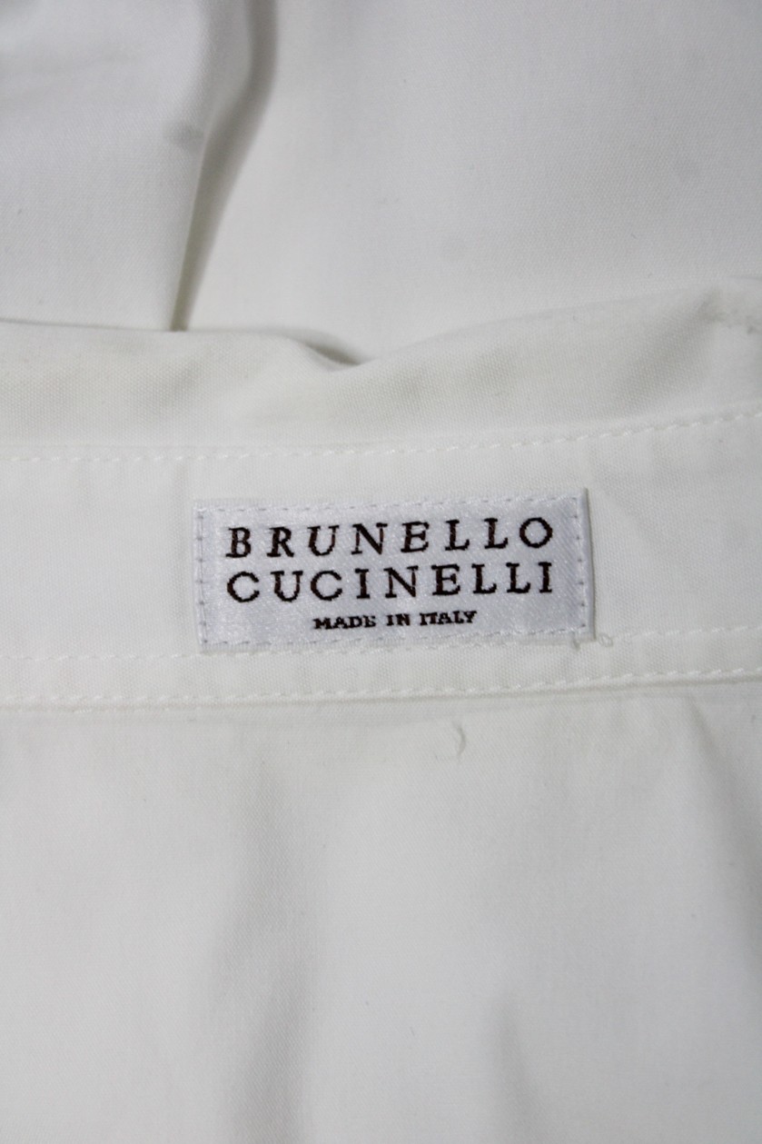 Brunello Cucinelli Womens Collared Button Up Top White Long Sleeve Size S
