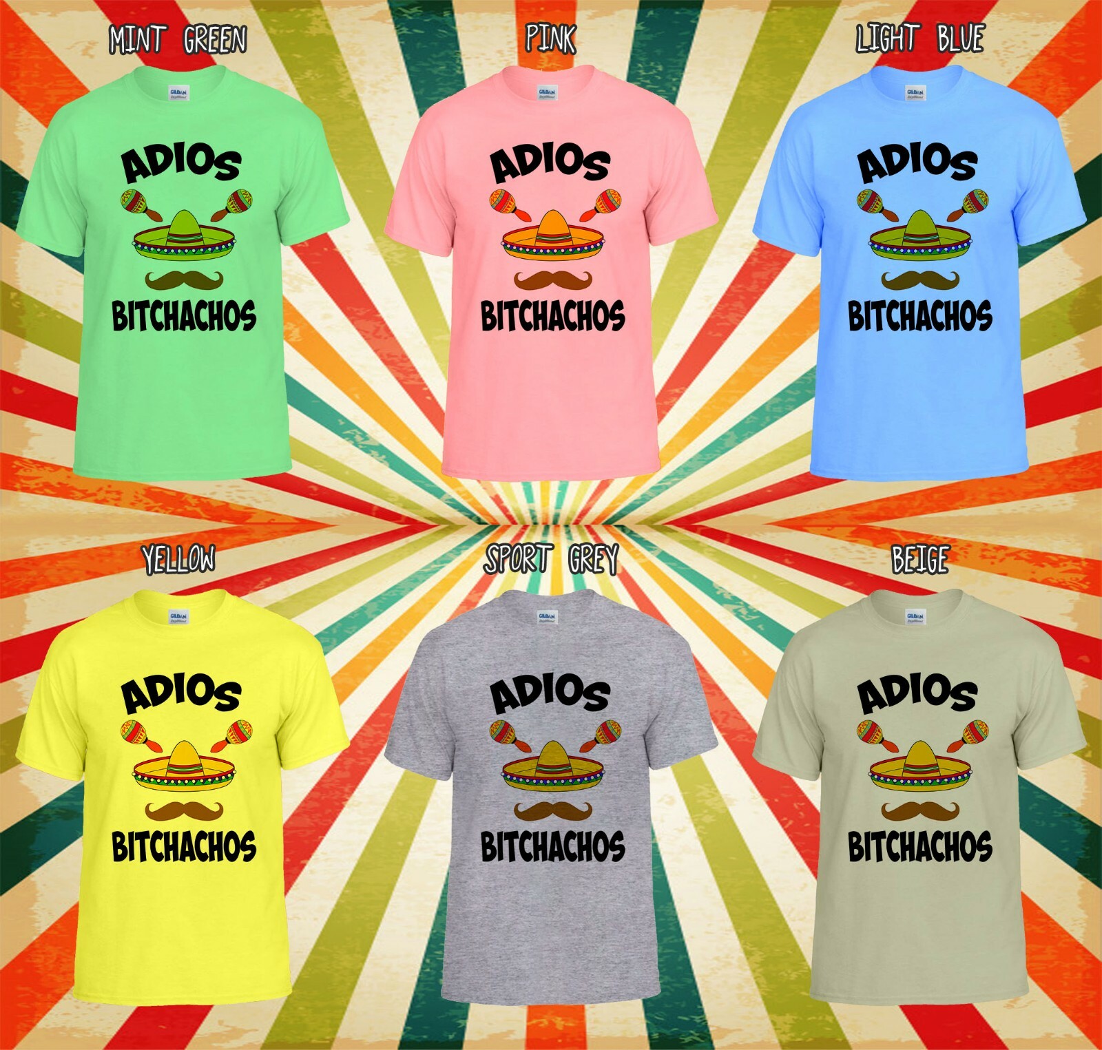 ADIOS Bitchachos Mexican Moustache Men Women Vest Tank Top Unisex T Shirt 2174
