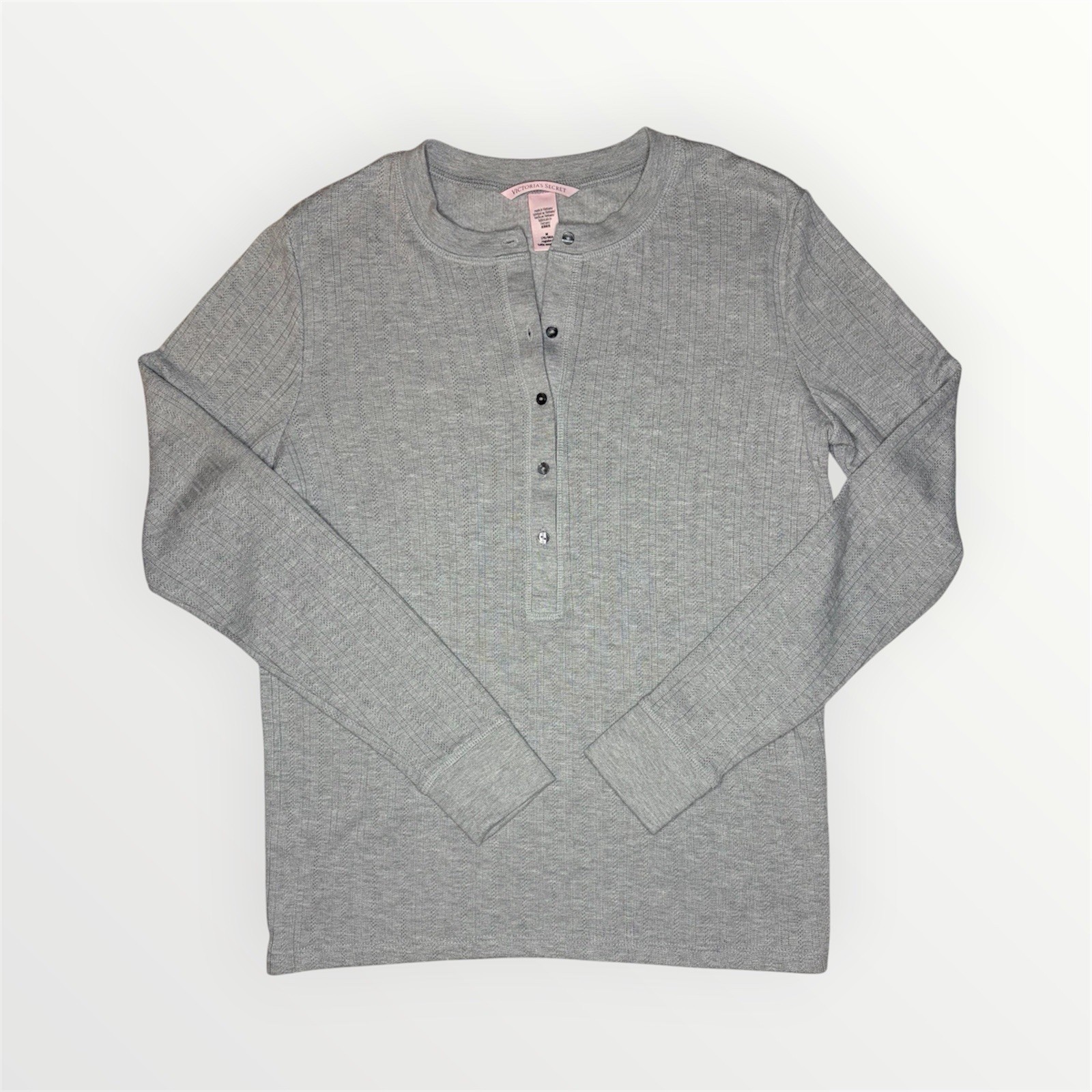 Victoria’s Secret Thermal Ribbed Pajama Top – Gray Women M