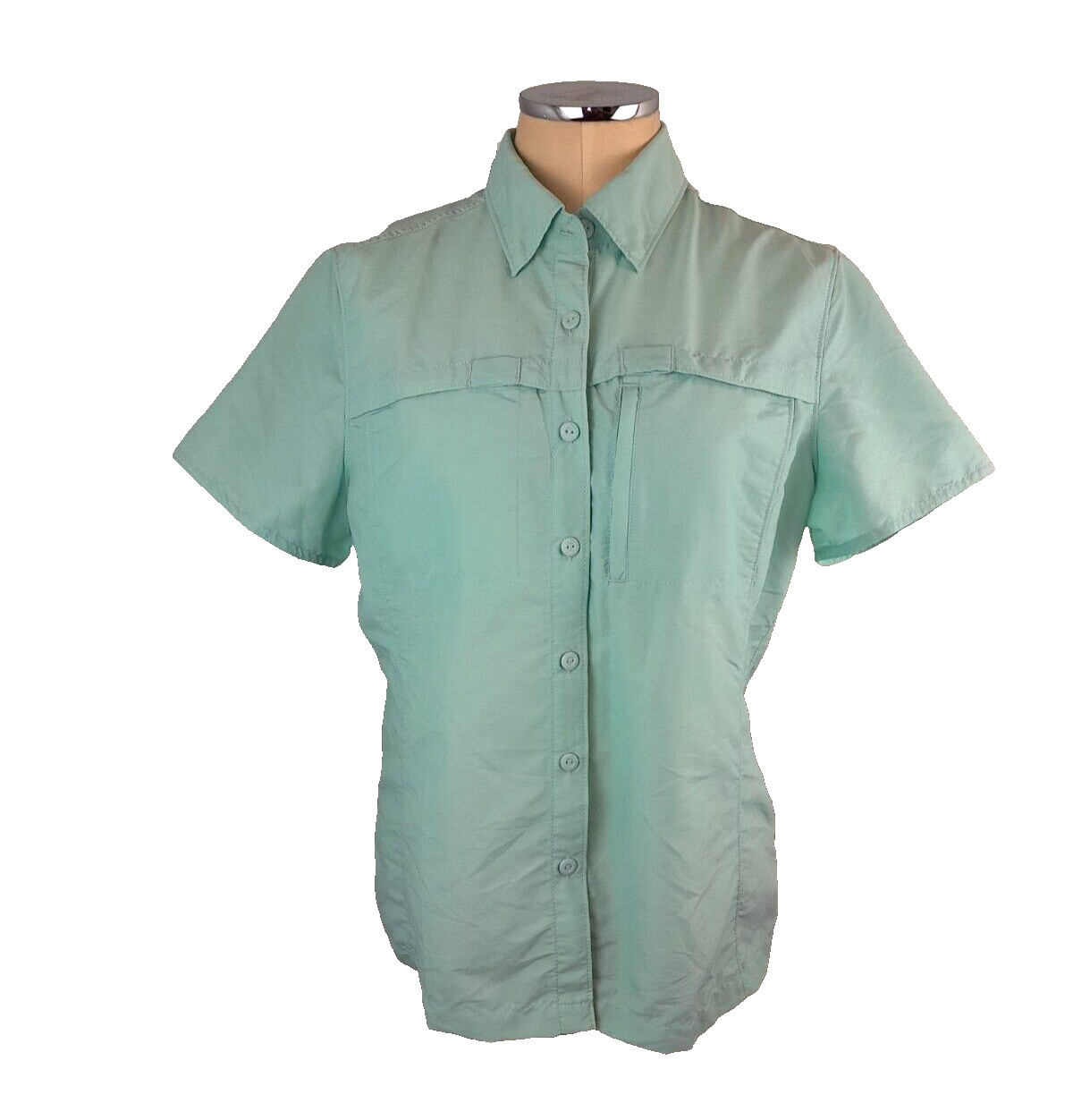 LL Bean Shirt Womens Medium Green Vented Nylon Gorpcore Hiking Camping Outdoor
