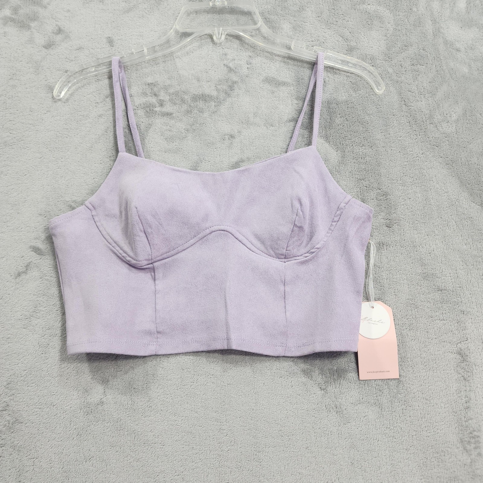 NEW Blashe Tank Womens L Purple Microfiber Cami Crop Scoop Neck Stretch Bustier