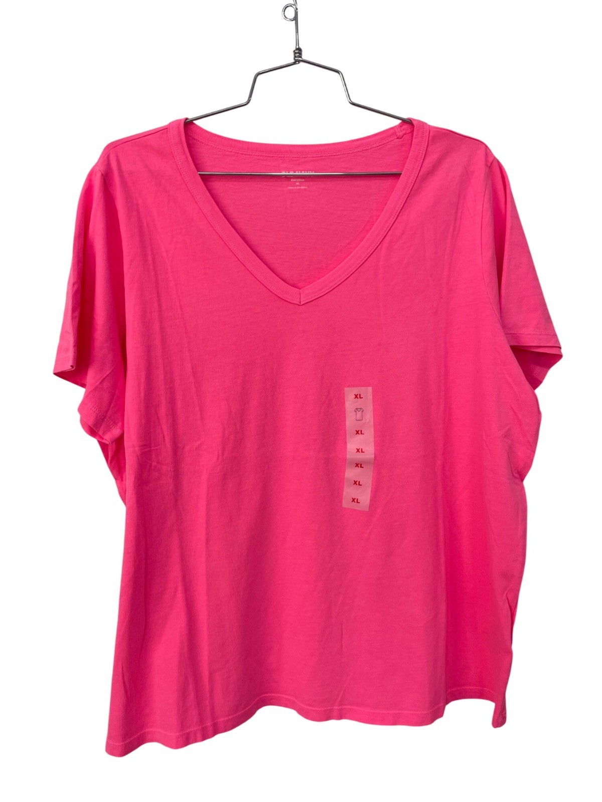 Old Navy Everywear Tee XL Short Sleeve V Neck Neon Petunia Pink Essentials NEW