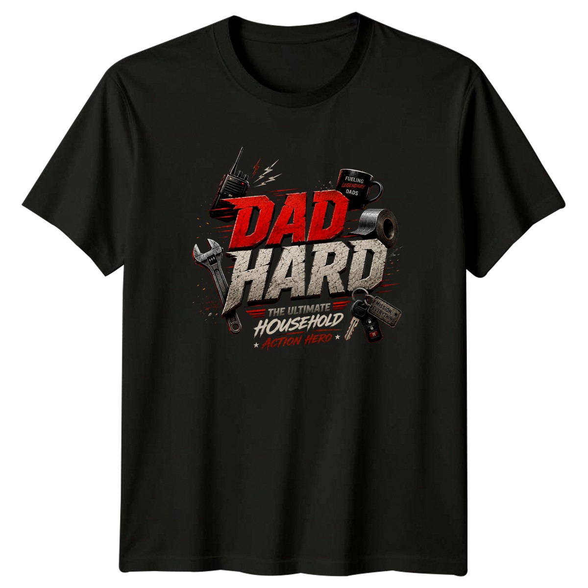 Dad Hard The Ultimate Household Mens T-Shirt Action Movie Parody Fatherhood