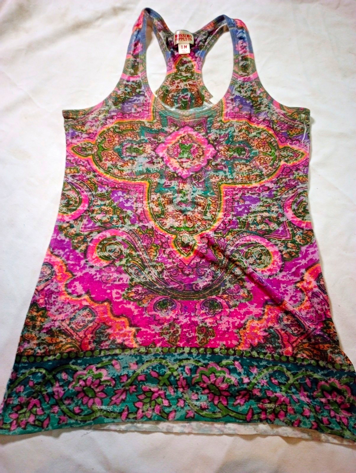 Mossimo Supply Co. Women’s M Multicolor Paisley Scoop Neck Racerback Tank Top