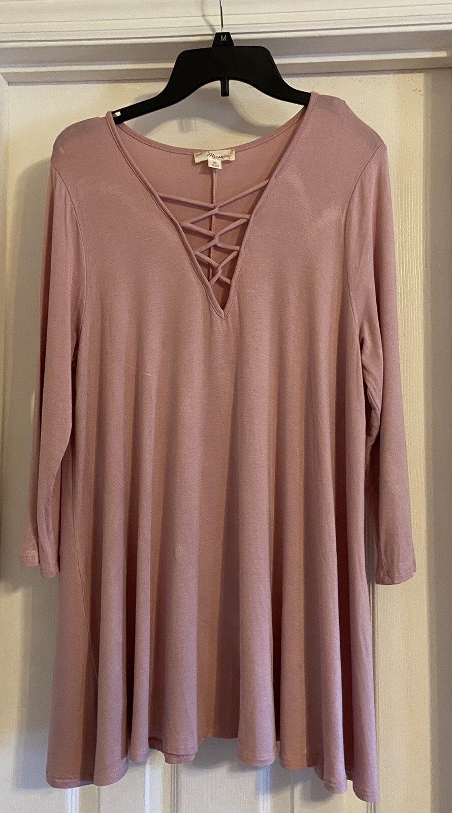 Misia Women’s Pink Tunic V-Neck Top Size XL 95% Rayon/5% Spandex