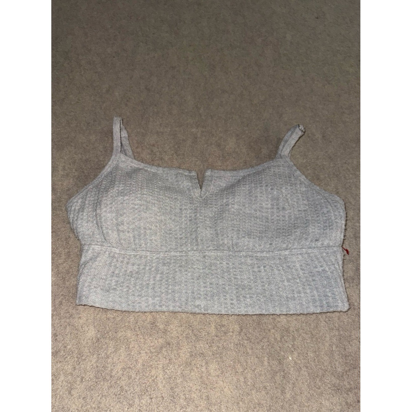 Gilly Hicks Light Grey Ribbed V-Notch Crop Cami