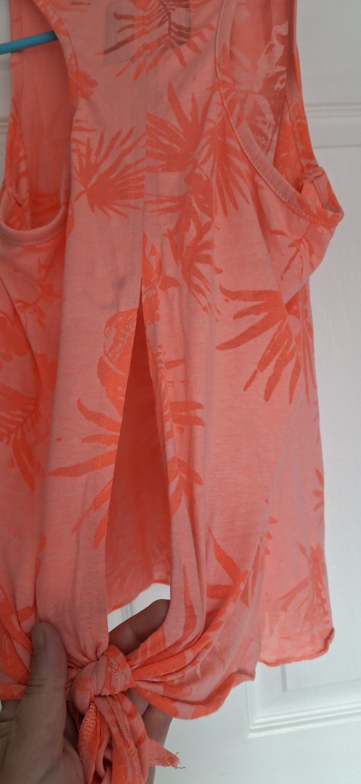Superdry Women’s Tropical Burnout Vest Top Coral Palm Print Tank G60207XQ Size12