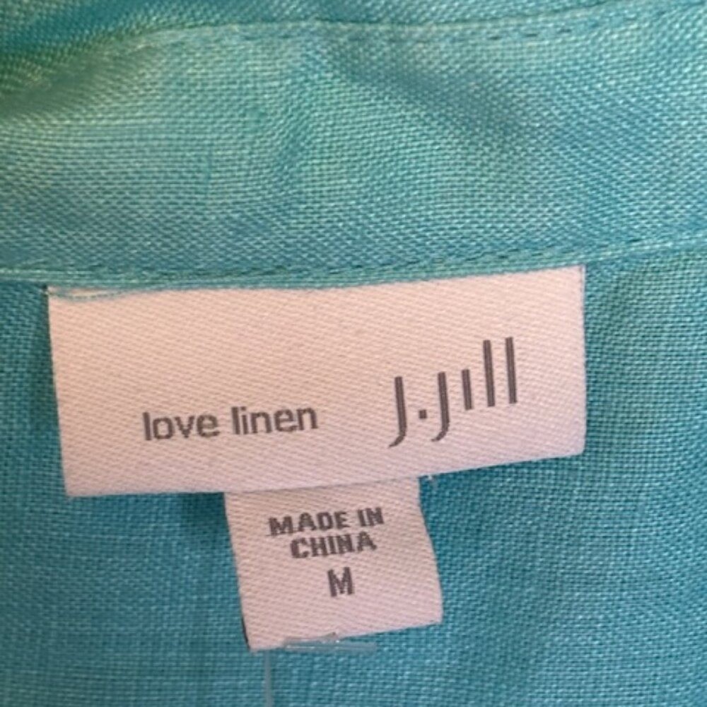 J. Jill Women’s Love Linen Teal Sleeveless Button Down Shirt Size Medium NWT