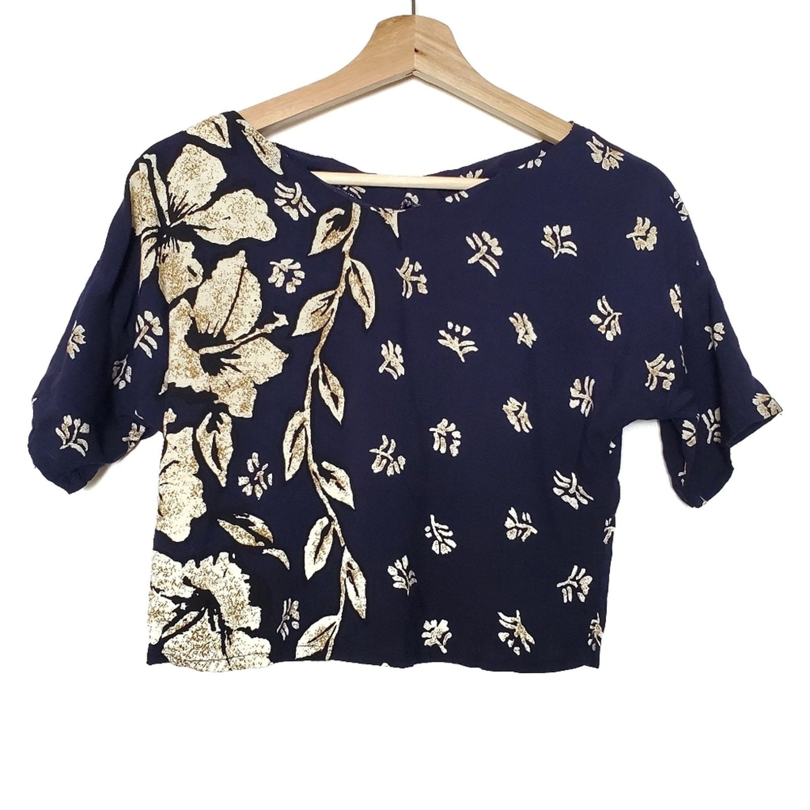 Gidget Vintage Floral Tropical Crop Top Retro Boho Made in USA Rayon Indie