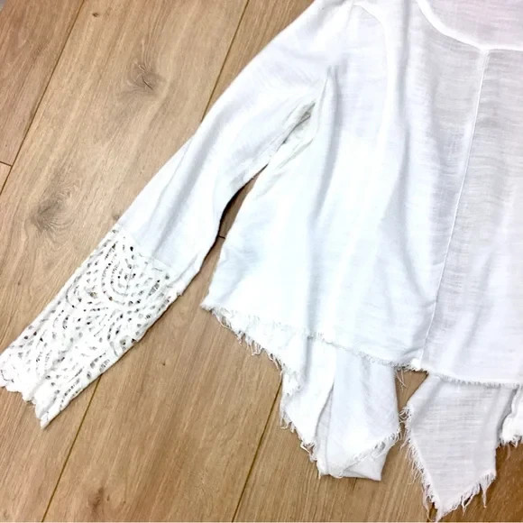 Knox Rose white boho cotton lace top shirt blouse bohemian western rodeo beach