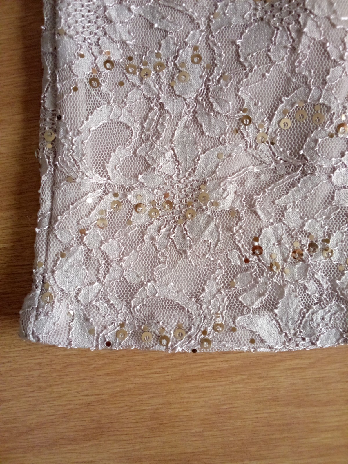 Top Beige Lace Blouse Gold Sequin Embroidered Elegant Women’s Boho Chic
