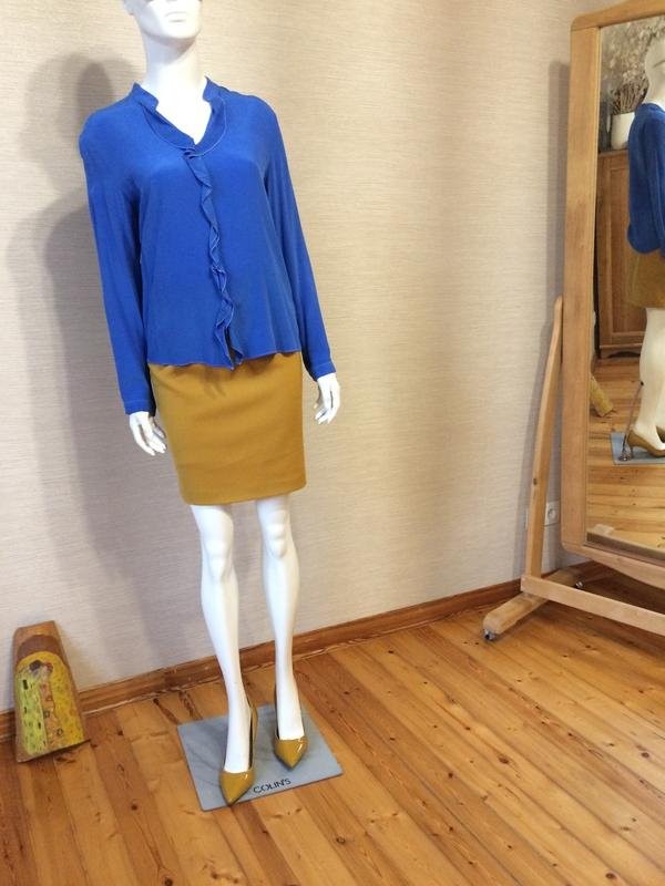 Women navy boot shirt navy silk 36/S/44