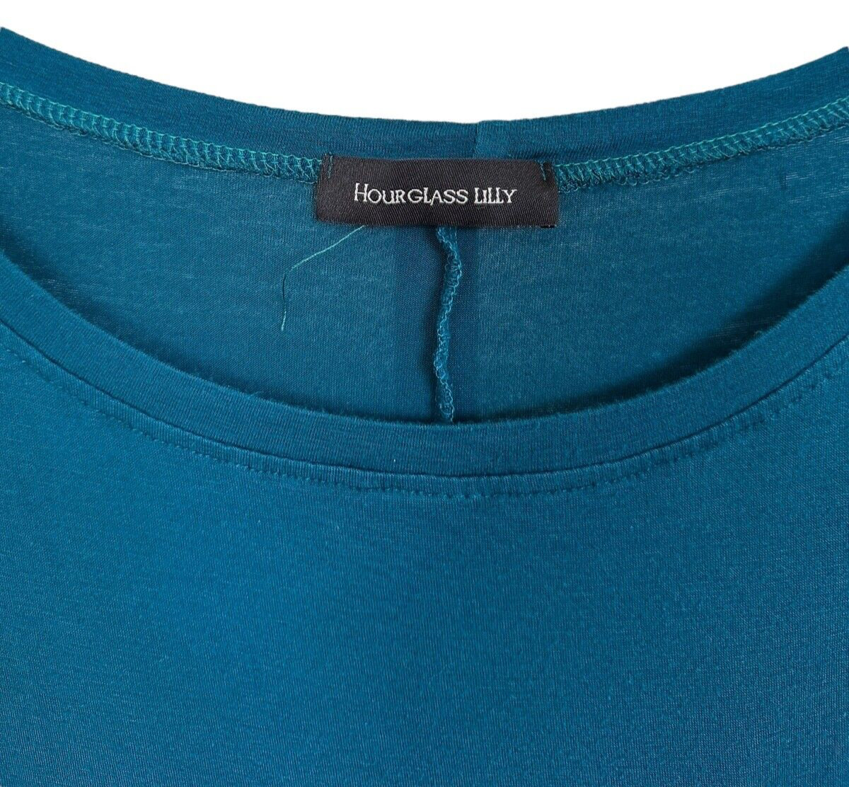 Hourglass Lilly Women’s Soft Rayon Top 3/4 Sleeve Boat Neck Size M Dark Teal