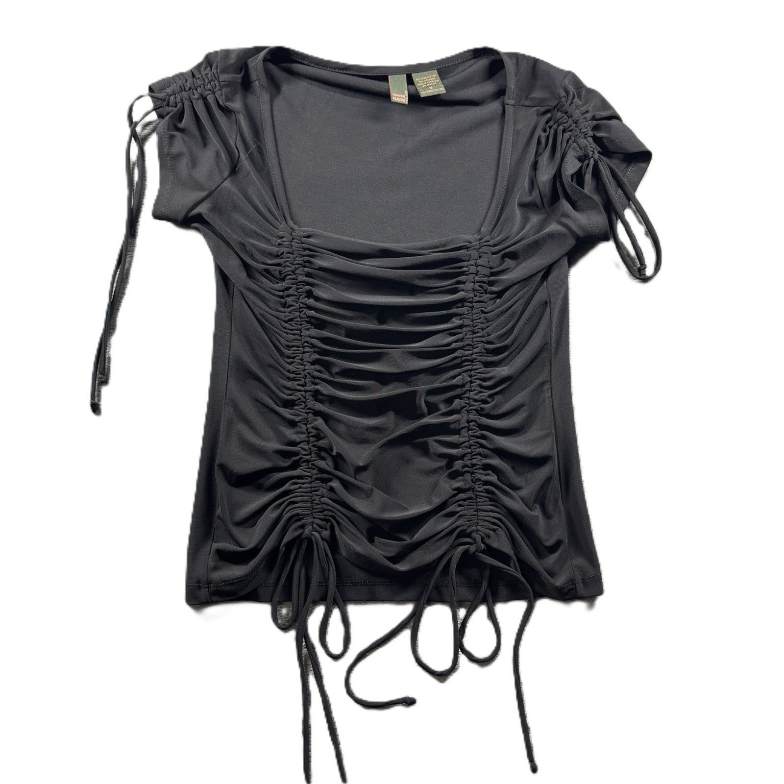 Serenade Women Cinch Top Vintage Y2K 90s Grunge Rock Sexy Black Size Small G350