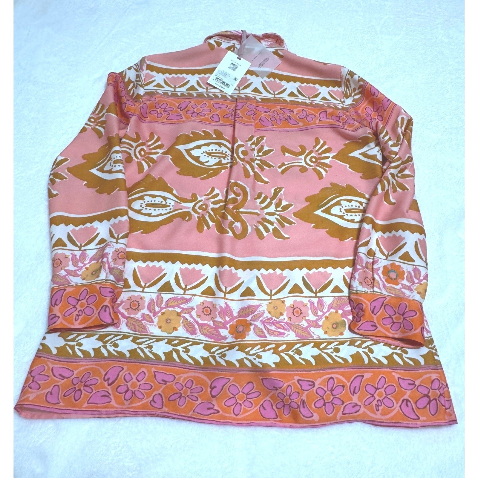 Alex Marie Womens Pink Floral Paisley Button Down Shirt Small Resortwear Coastal