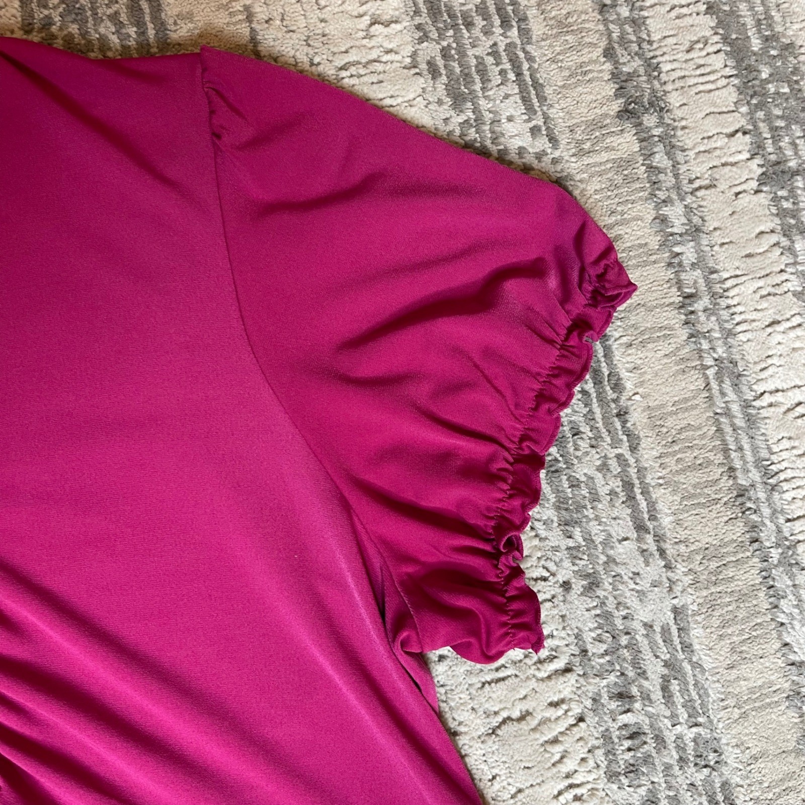 NEW Style & Co Woman Bright Azalea Pink Ruffle V-Neck Top 2X