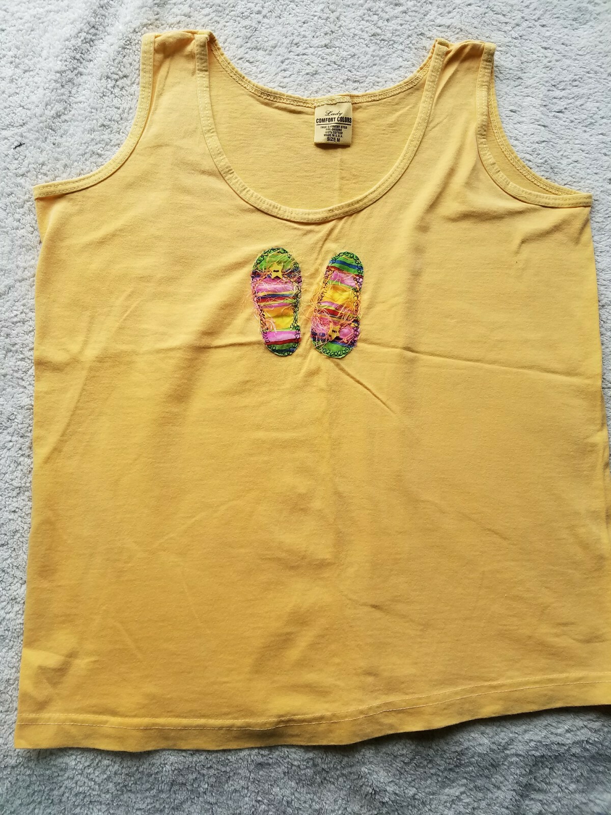 Lady Comfort Colors M Light Orange Tank Top With Flip Flop Applique