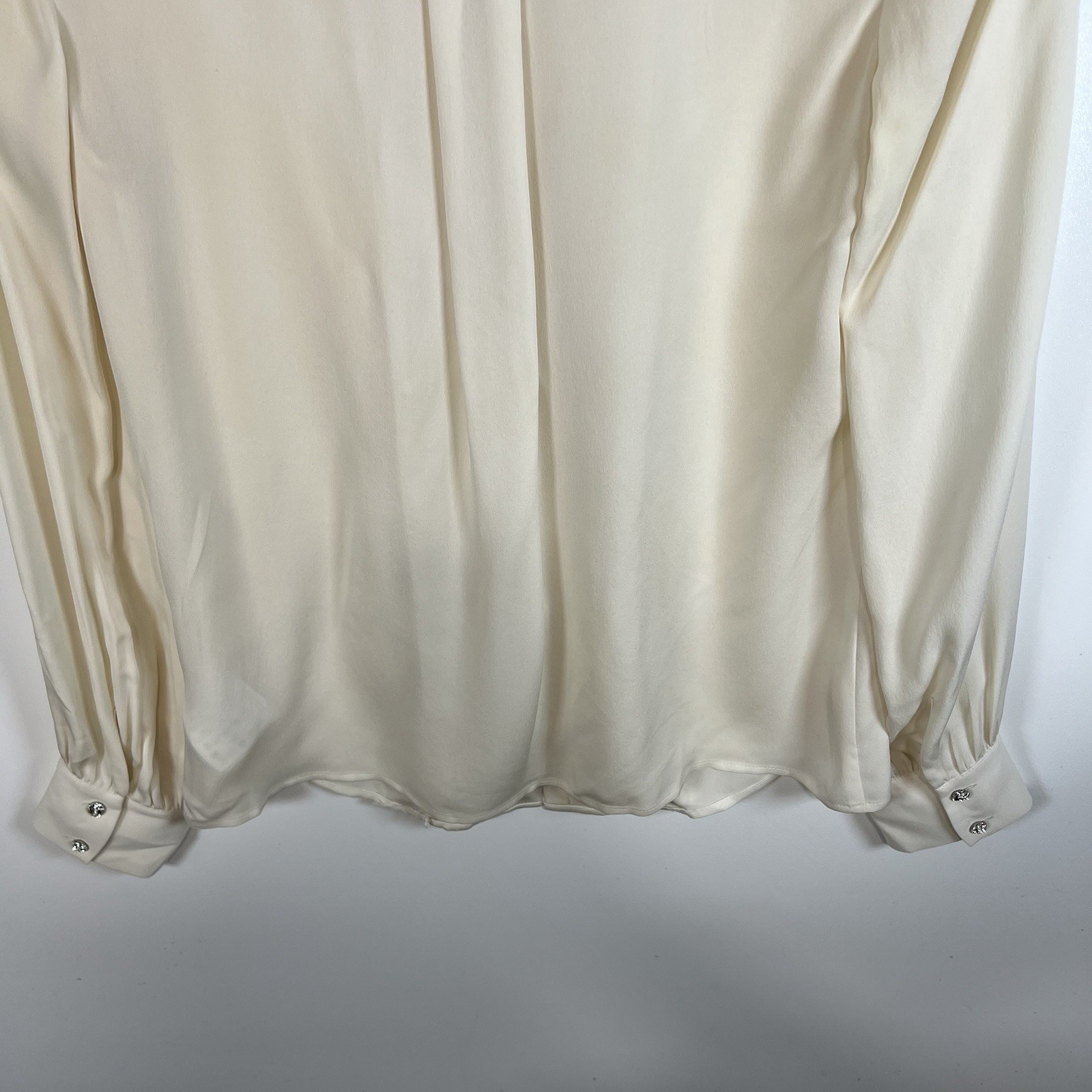 Escada Cream Pleated Ruffle Lace Silk Blouse Women’s Size 34/small Designer