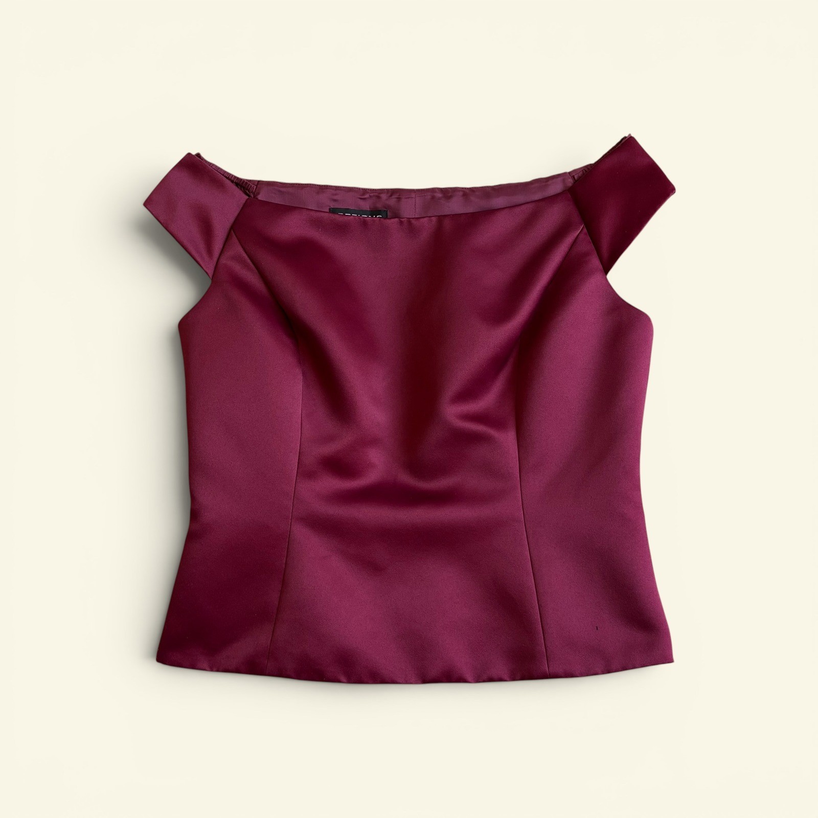 Vintage Y2K Options By Shani Wine Red Satin Off Shoulder Top Women’s Size 6 Glam