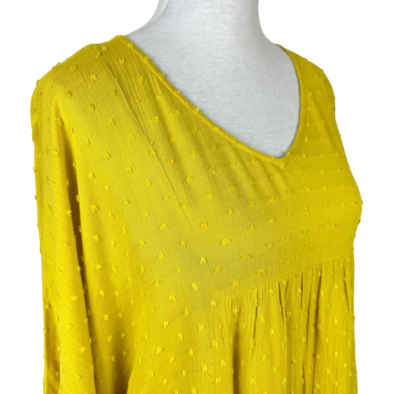 Hailey & Co. S Sunshine Yellow Swiss Dot Textured Oversized Relaxed Fit Top