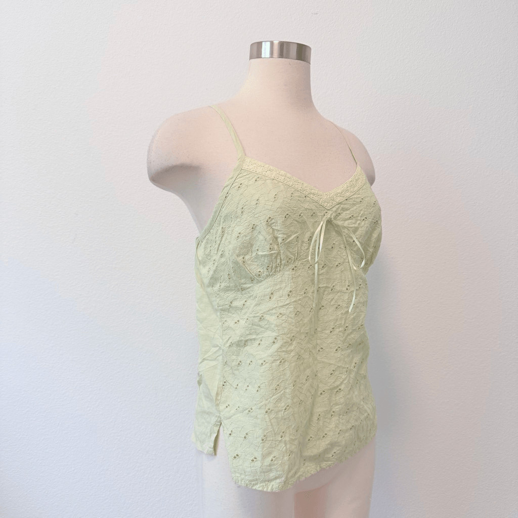 Vintage Claudia Richard Y2K Pastel Mint Green Lace Cami Camisole Tank Top Small