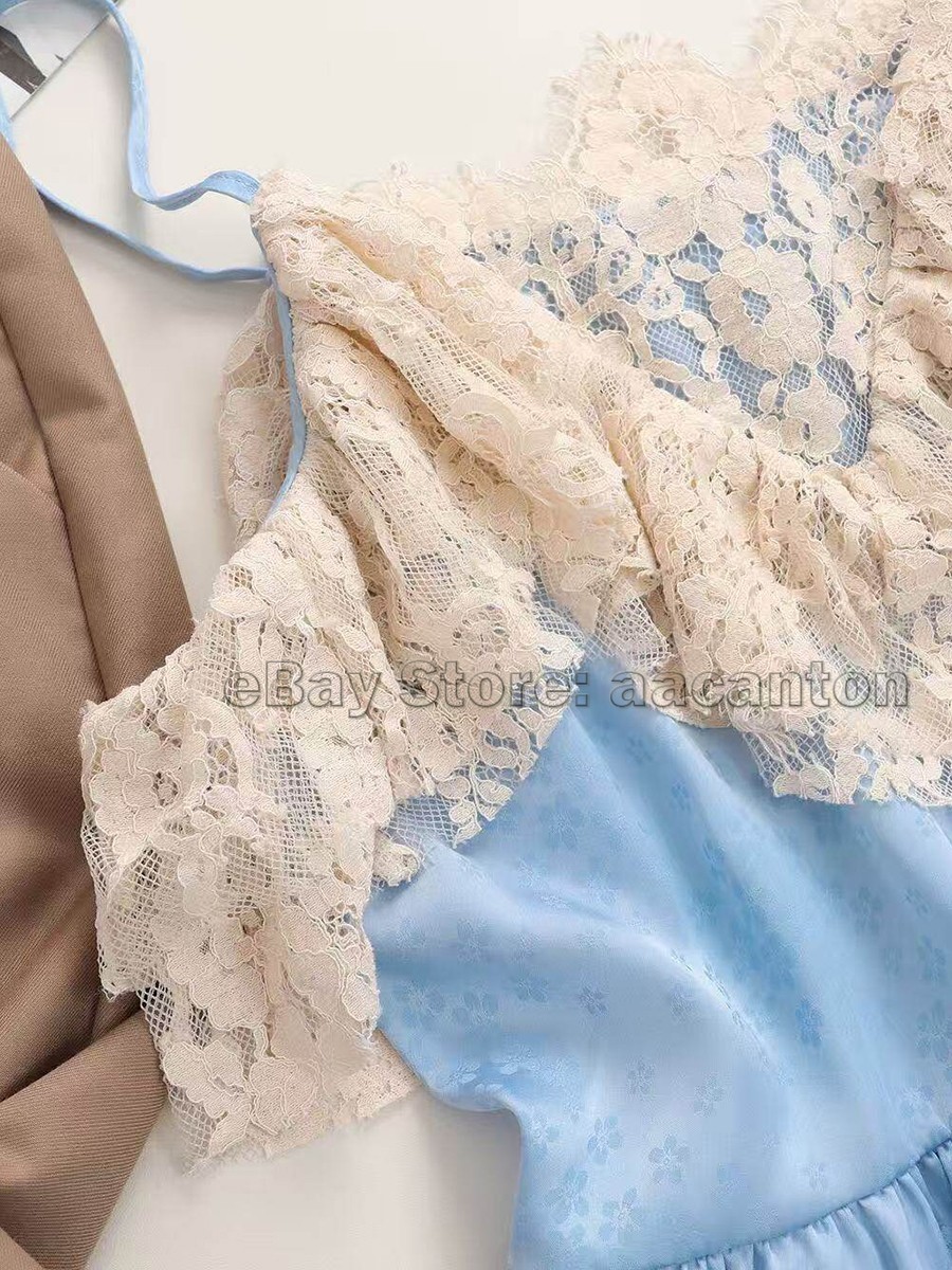 26ss Lace Patchwork Ruffle Camisole Women’s Vacation Short Sleeveless Tops New