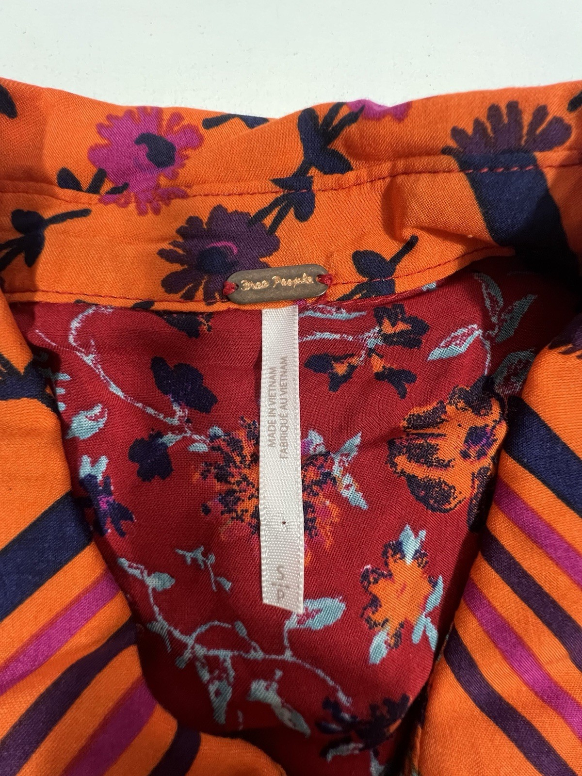 FREE PEOPLE Womens S Hazel Oversized Button Up Chili Pepper Boho Shirt Festival