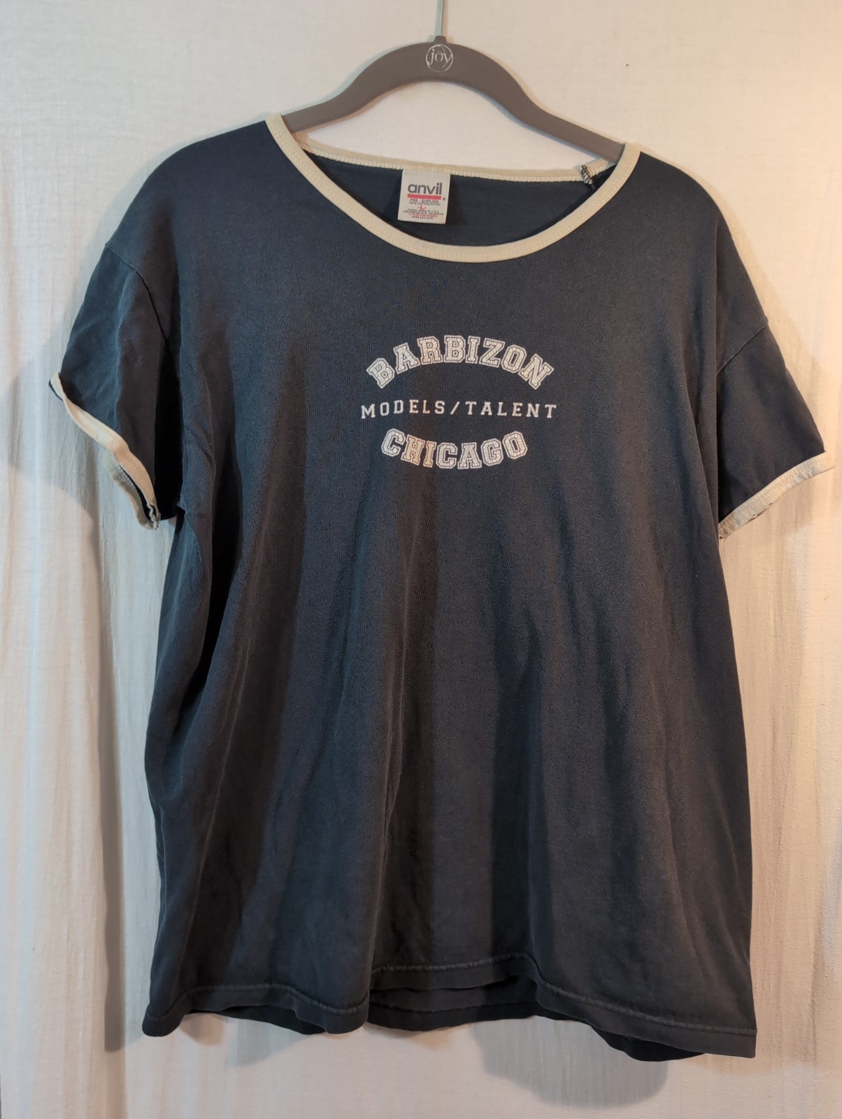 Vintage Juniors L Anvil Barbizon Model/Talent Chicago Y2K Ringer Tee Tshirt
