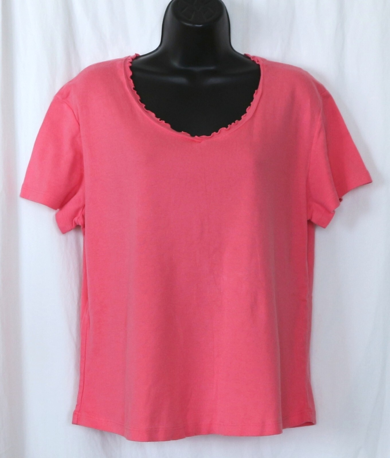 FRESH PRODUCE Pink Ruffle Nck Cotton Top 40 In Chest 23.5 In Long Sz L EXC