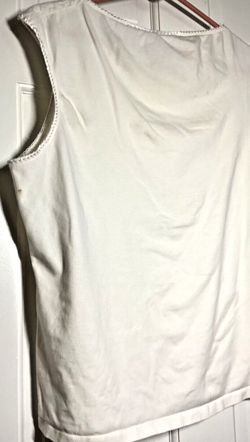 LIZ CLAIBORNE TOP SLEEVELESS TANK WHITE SIZE XL 92% COTTON 8% LYCRA EUC