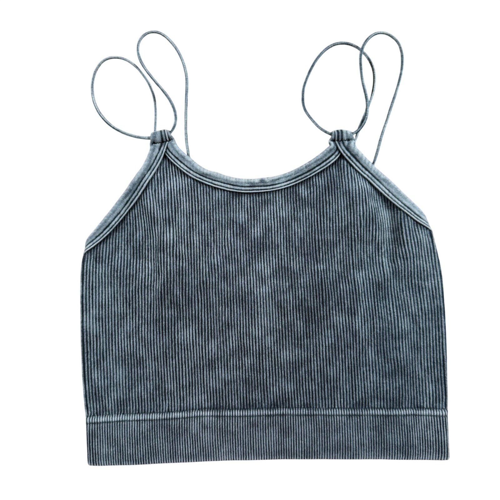 Zenana NEW Mineral Wash Ribbed Seamless Crop Cami Top brami bra S/M stretch emo