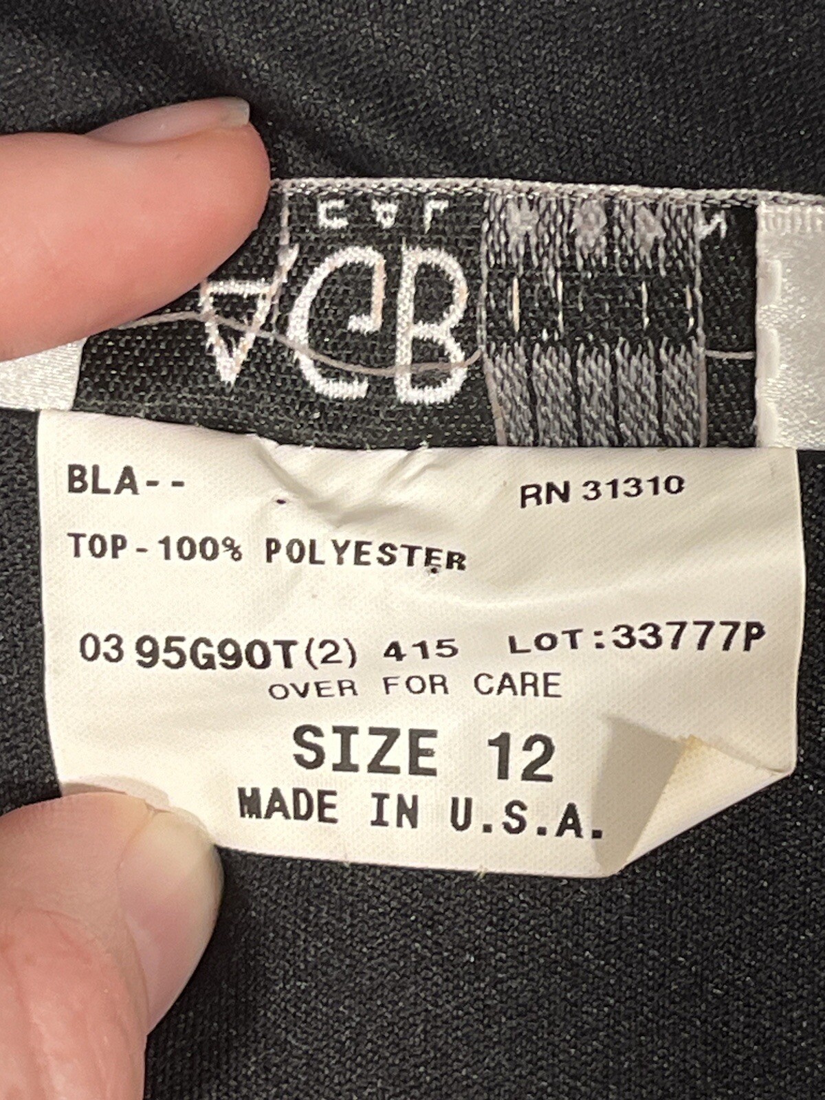 Vint Dress Womens Blouse Tunic Long Sleeve Black Sheer Size 12 Lettuce Trim