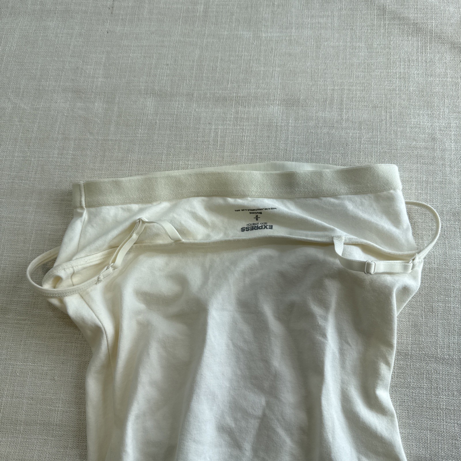 Express Cami Tank Top SP Ivory Basic Layer Stretch Feminine Minimalist
