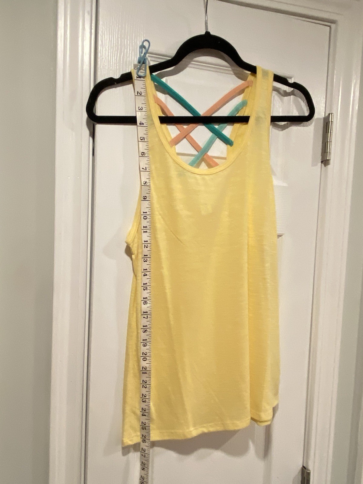 NWT Marika Size M Yellow Criss Cross Open Back Strap Scoop Neck Tank Top