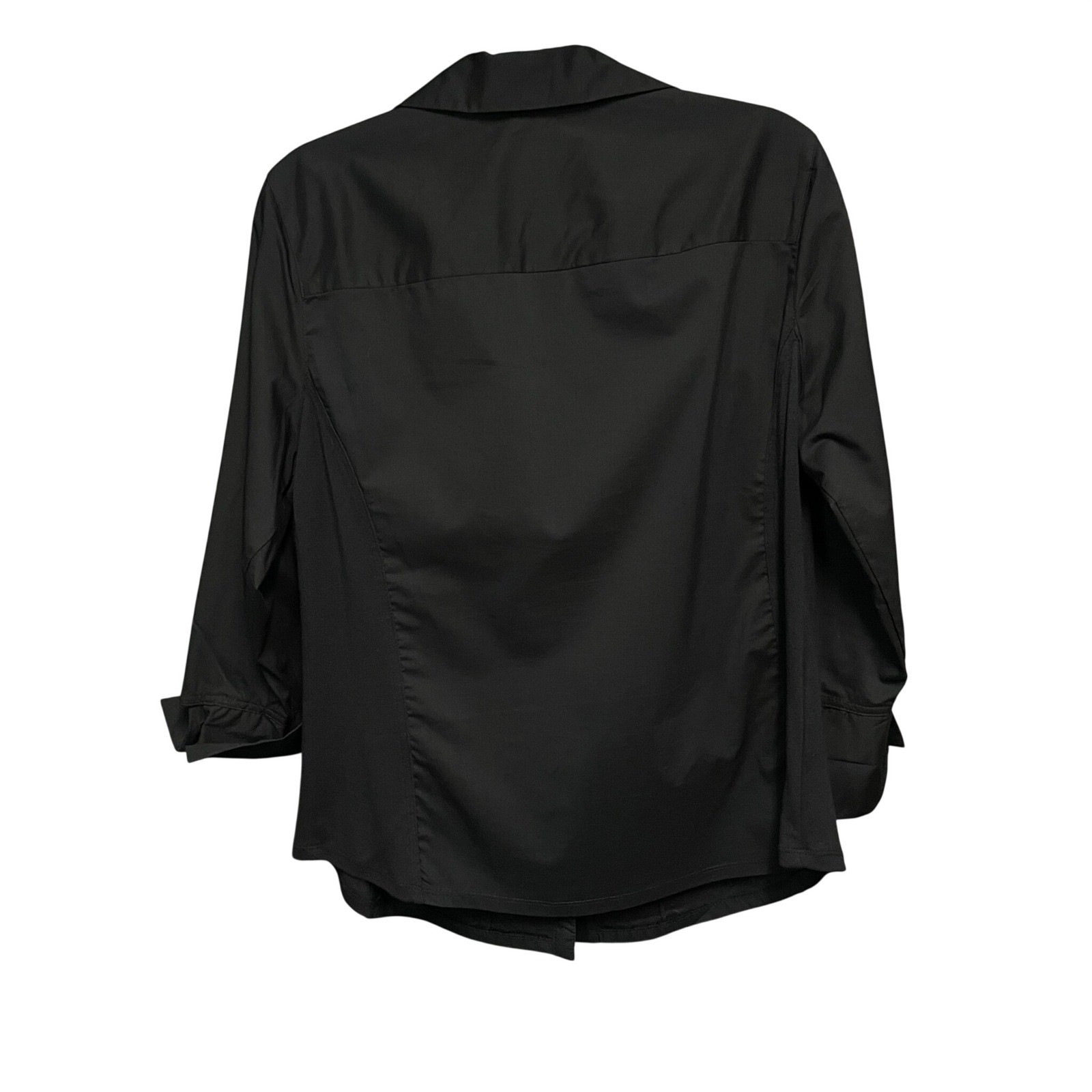 Investments Black Pintuck Button Down Shirt Women’s 1X Stretch 3/4 Sleeve