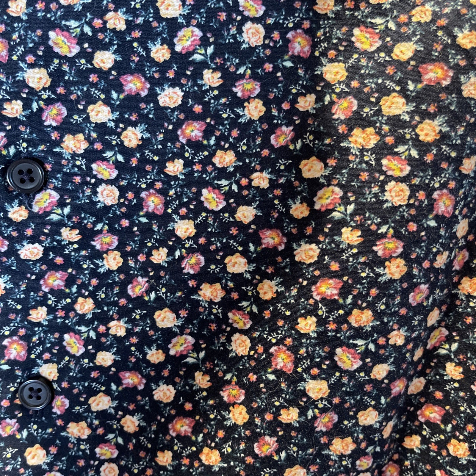 Express Extra Slim Navy Floral Button Down Blouse Sz XS