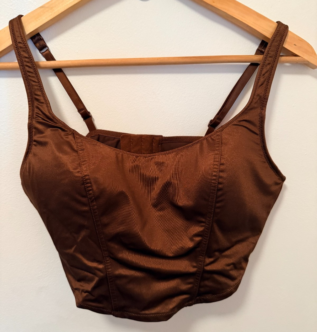 NWOT Victoria’s Secret PINK Borwn Satin Corset Crop Top in Medium