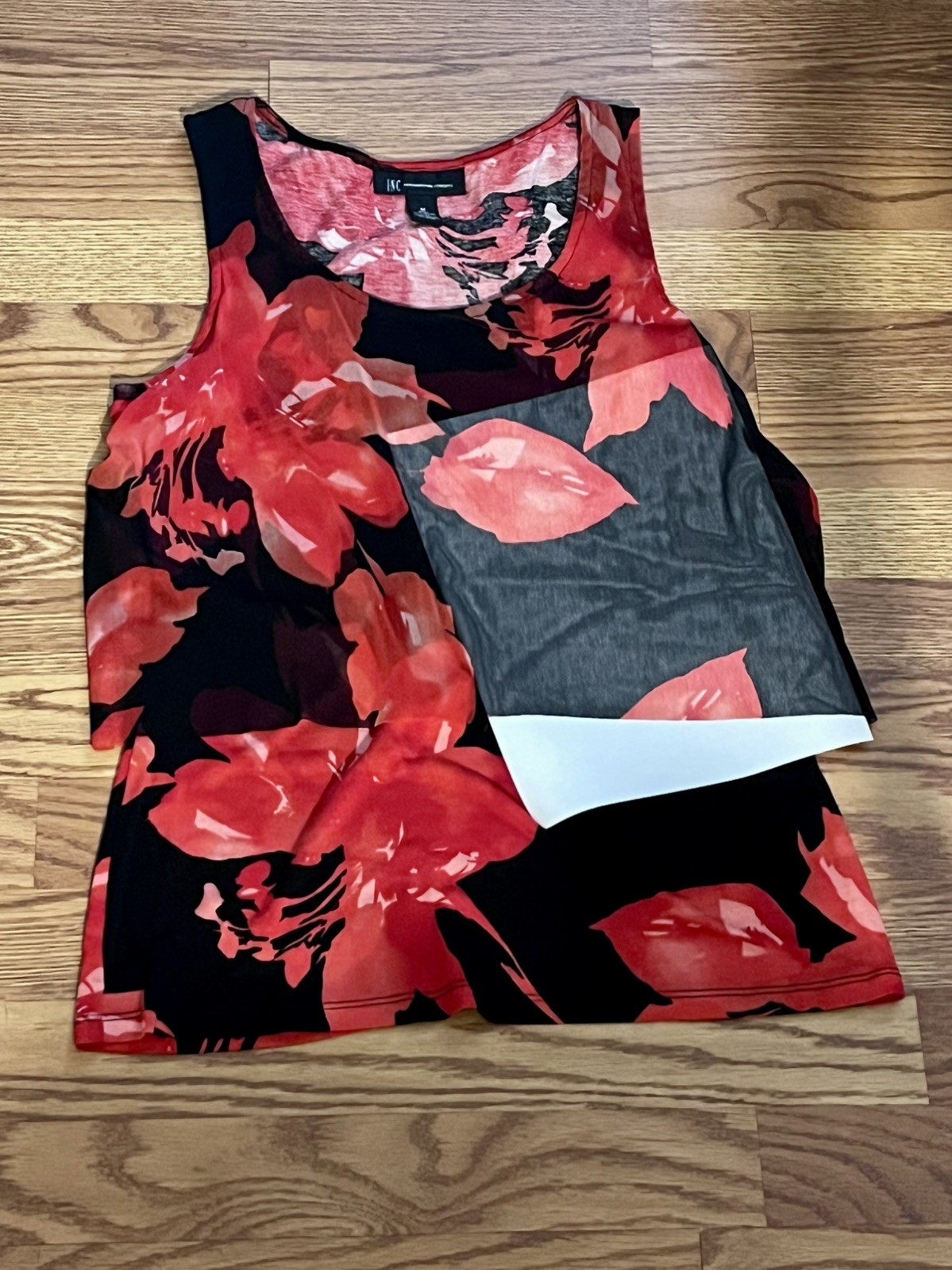 INC INTERNATIONAL CONCEPTS Women’s Tank Top Red/Black Flower Print Size M Medium