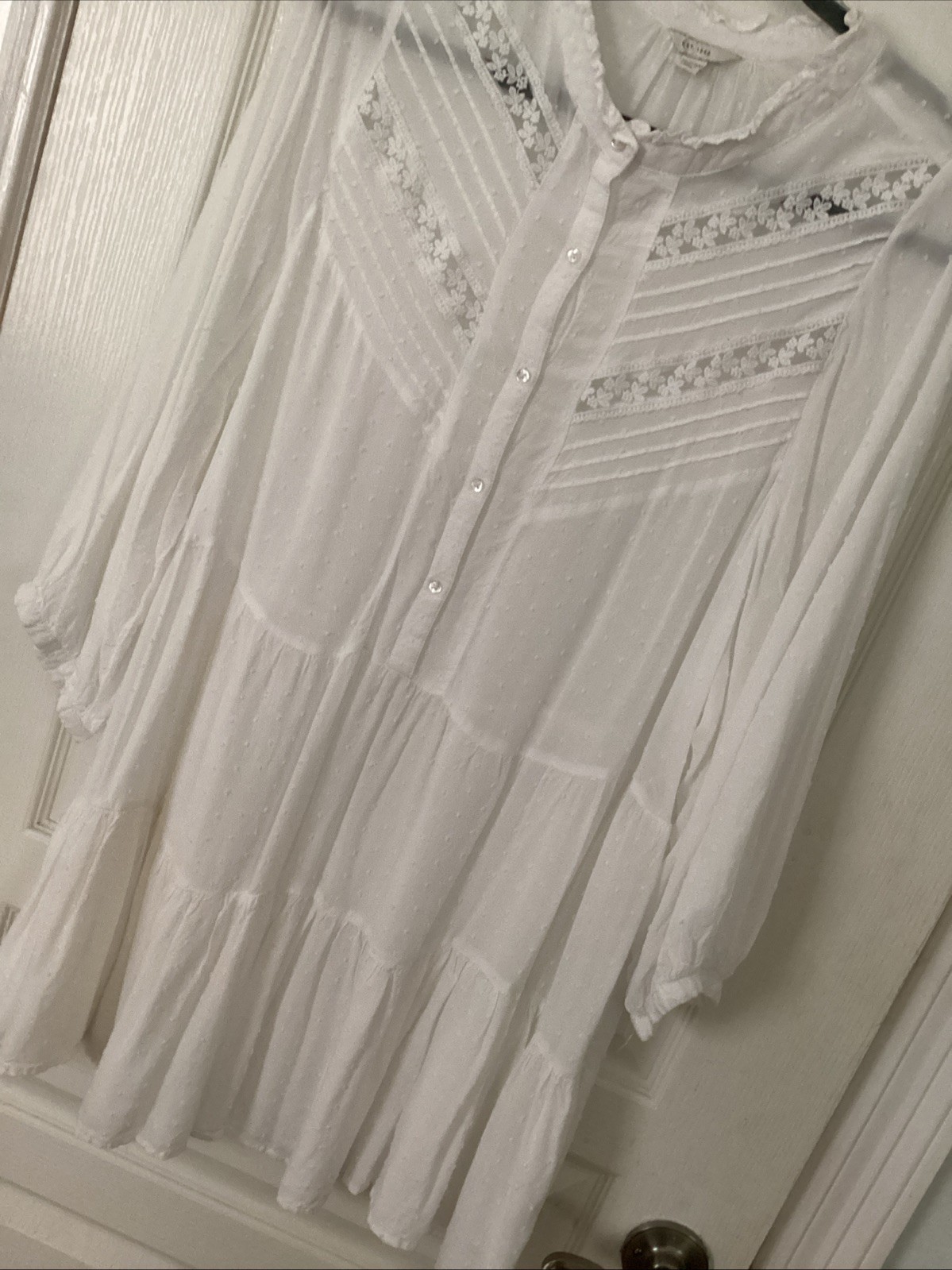 Est. 1946 Women’s White Tunic Needs Slip/ Lace And Pin tuck Detail 18/20 Larg