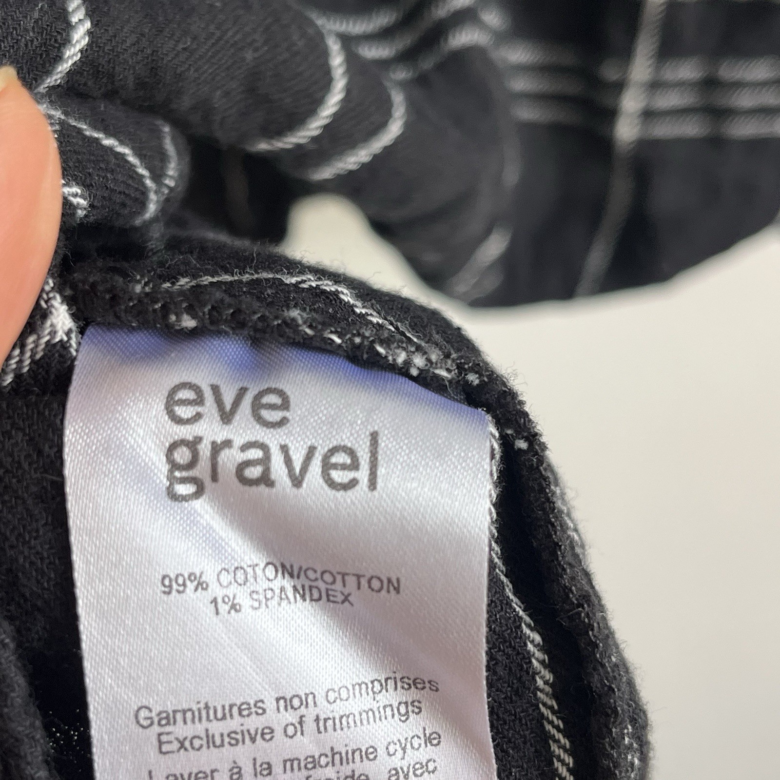 Eve Gravel Bardot Shirt Sz M Windowpane Black Puff Sleeve Cropped Preppy
