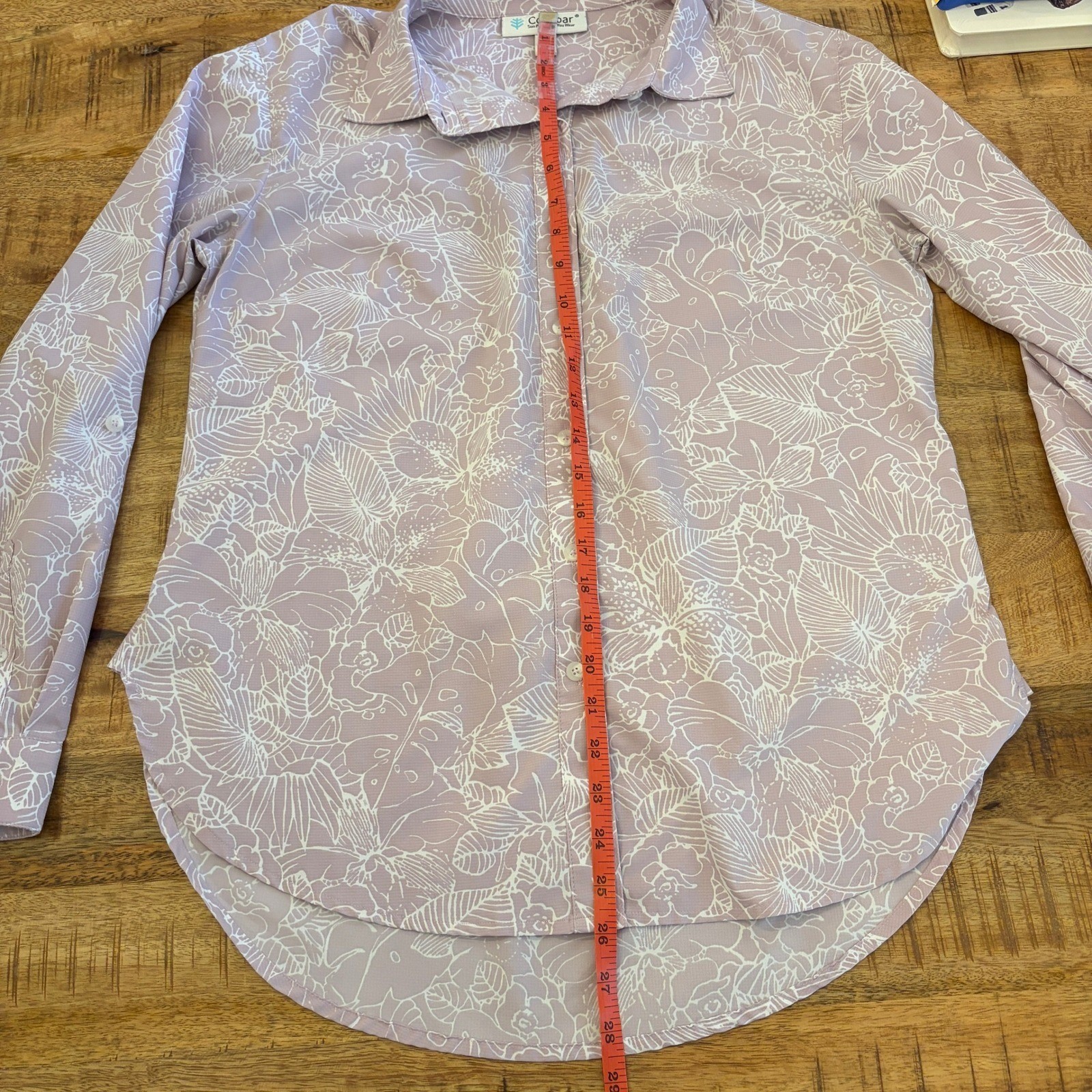 Coolibar Hepburn Button Up Shirt Women M UPF 50 Floral Tropical Coastal Outdoors