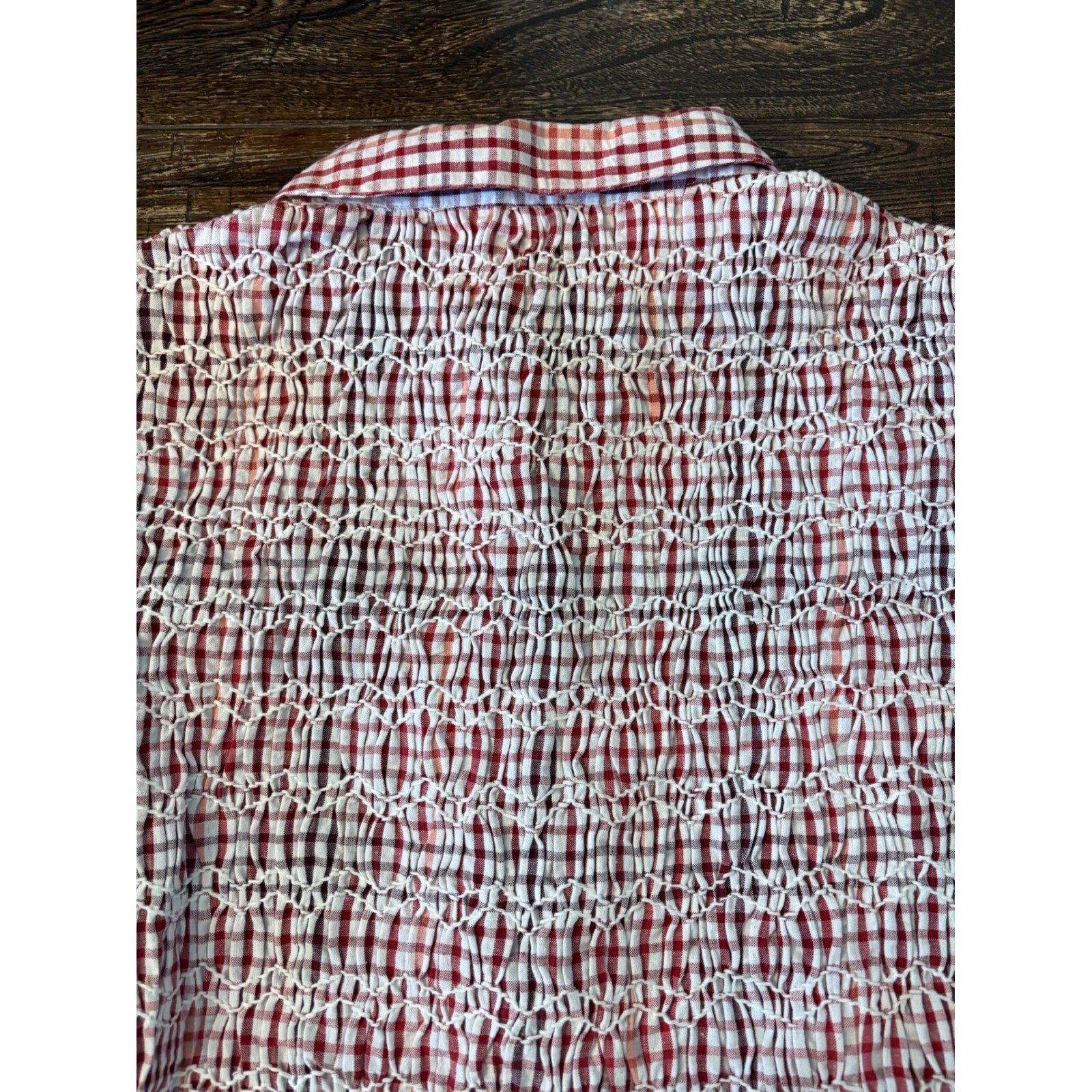 Free People Charlotte Gingham Tunic Women XS Red White NEW Smocked Boho