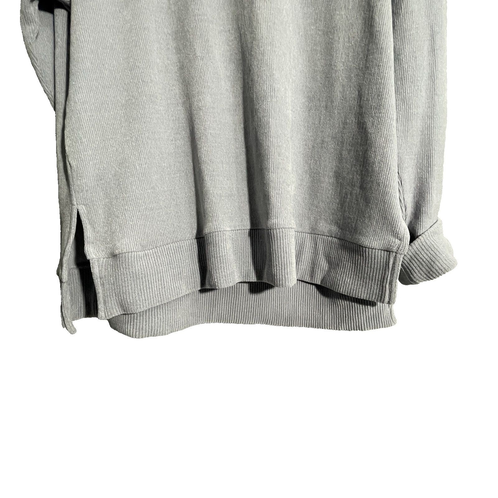 Jockey Women’s Elevated Loungewear Gray Ribbed Side Slit Pullover Top Size XL