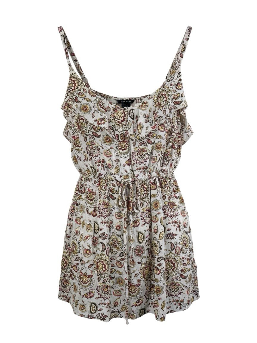 Torrid Tank Top Sz 0 Floral Spaghetti Straps Ruffle Boho Festival Peasant Top