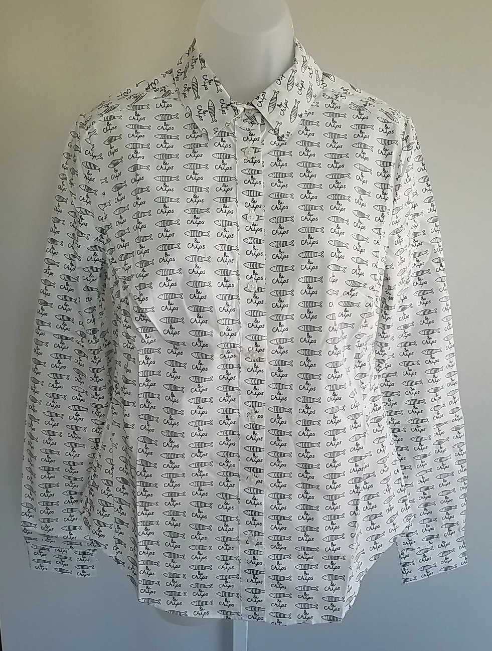Boden Modern Classic Shirt NWT US 6 Fish & Chips England Coastal Seafood Fishing