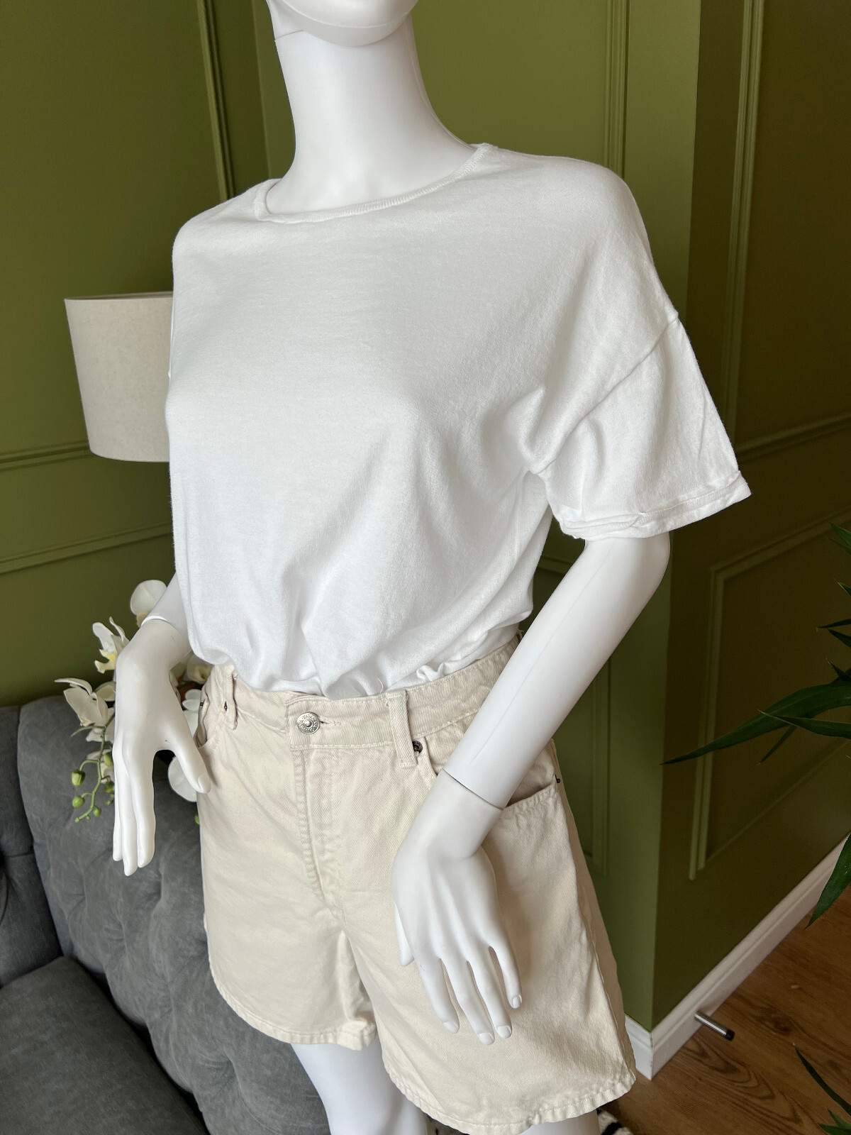 Brora T shirt White super Soft Cotton Top Size 8-10