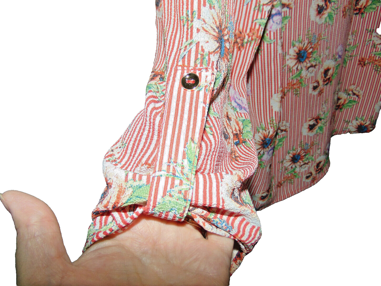 Women’s Cure Long Sleeve Top Shirt Stripe Floral Shirt Size Large