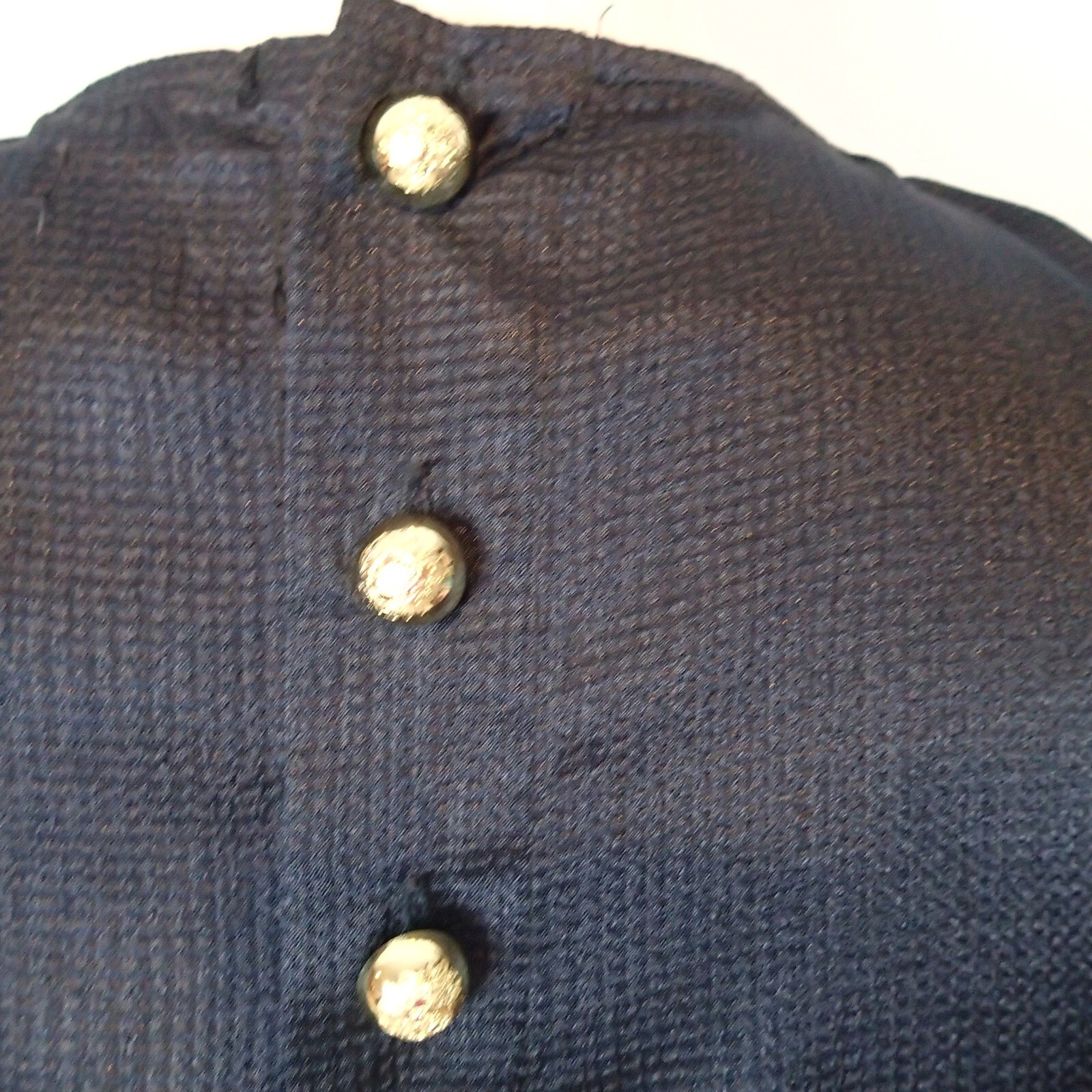 tulle Los Angeles blouse Top Sz m black white lace trim gold tone buttons back
