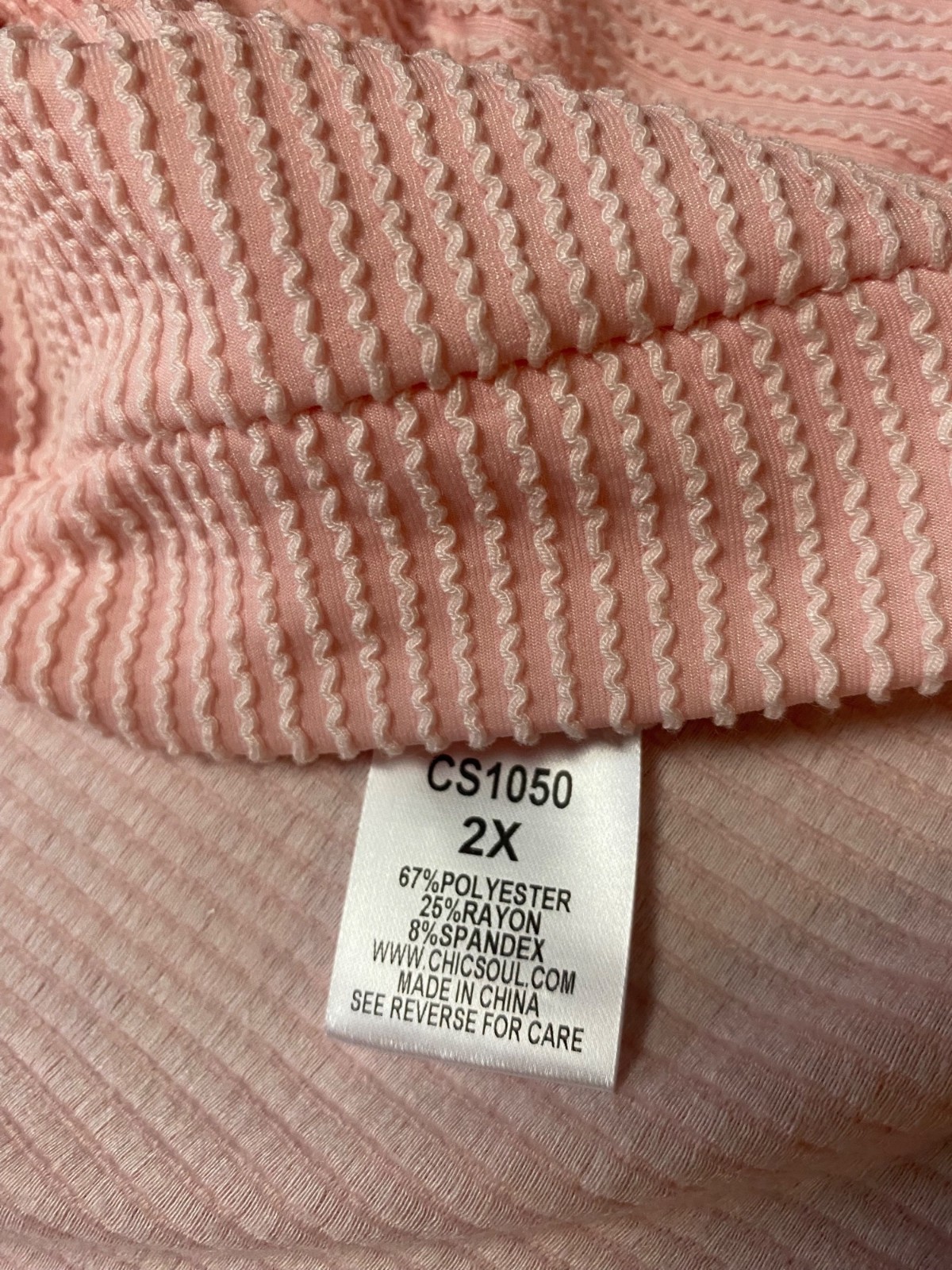 Pink Textured Chic Soul Womens Plus Size 2X Top Lightweight Textured Relaxed Fit